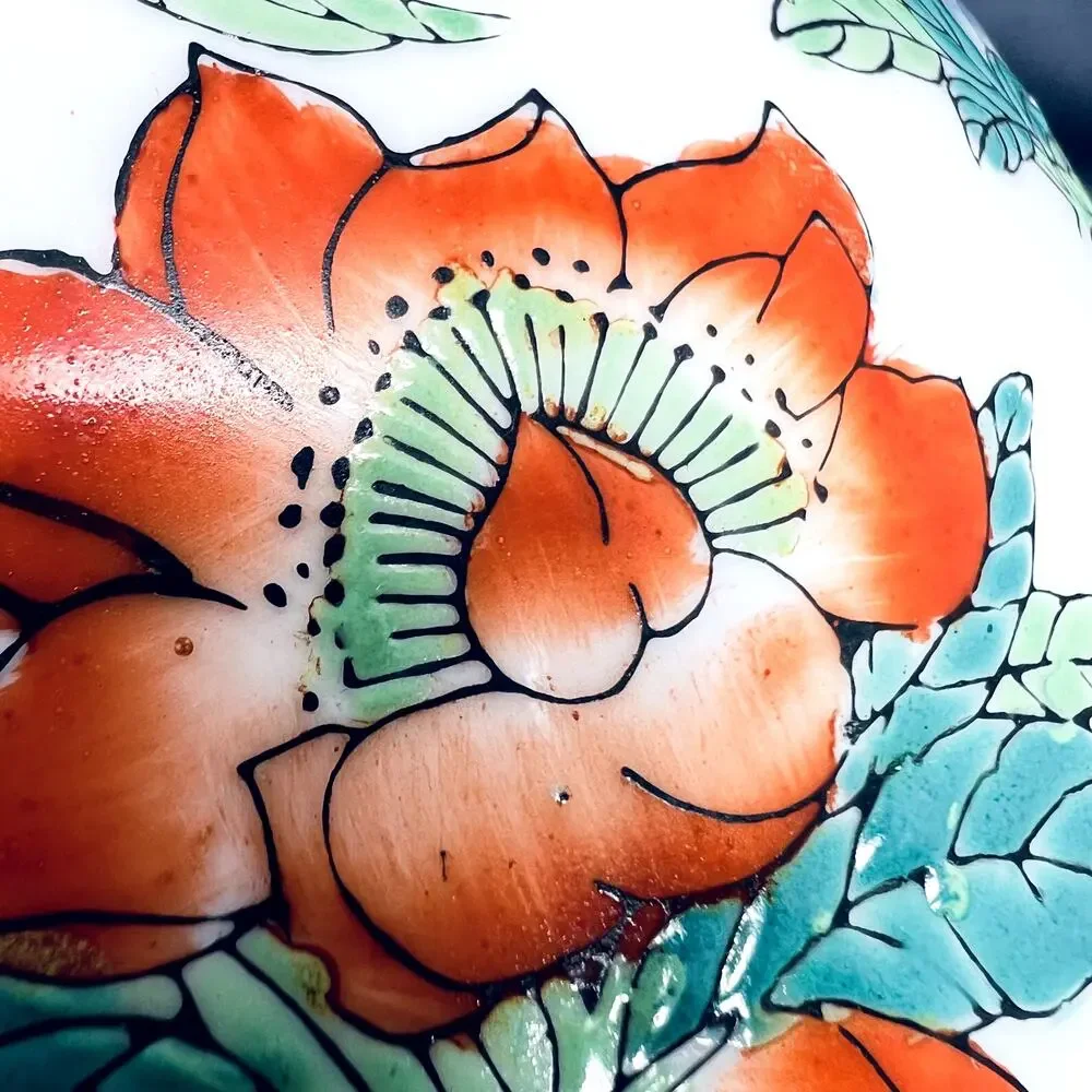 Canton Ceramic Bowl Chic Porcelain Garden Butterfly Boho Cottagecore Decor
